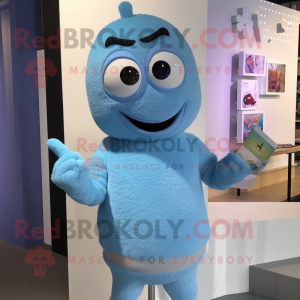 Sky Blue Pendant mascot costume character dressed with a Sweater and Necklaces