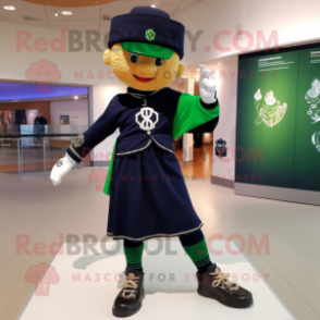 Navy Irish Dancer mascot costume character dressed with a Hoodie and Scarf clips