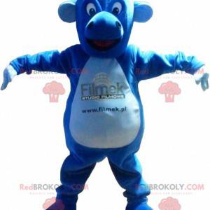 Mascotte di creatura drago blu carino e paffuto - Redbrokoly.com