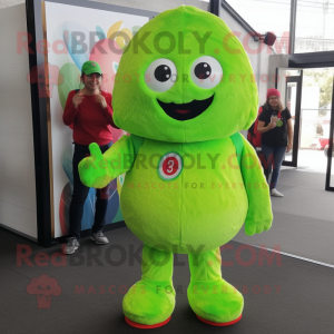 Lime Green Raspberry mascot costume character dressed with a Playsuit and Beanies