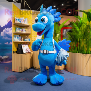 Blue Seahorse maskot kostym...