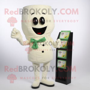 White Pesto Pasta mascot costume character dressed with a Romper and Wallets