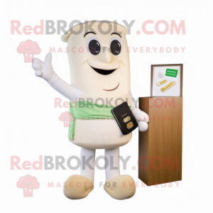 White Pesto Pasta mascot costume character dressed with a Romper and Wallets