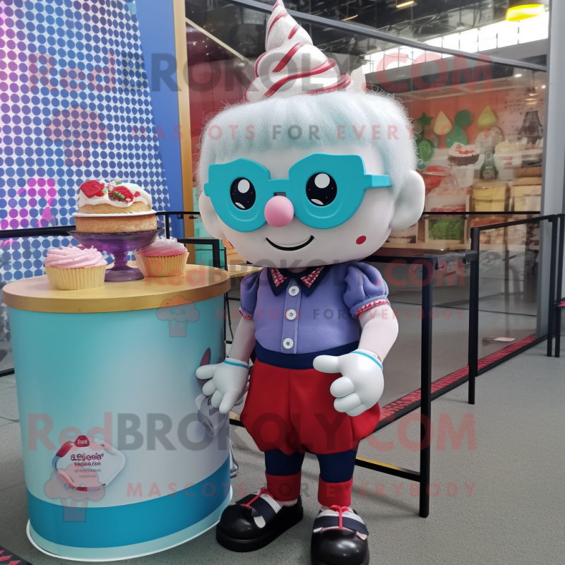 nan Cupcake mascot costume character dressed with a Oxford Shirt and Bracelets nan Cupcake mascot costume character dressed with a Oxford Shirt and Bracelets