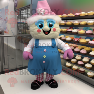 nan Cupcake mascot costume character dressed with a Oxford Shirt and Bracelets