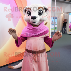 Pink Meerkat maskot kostume...