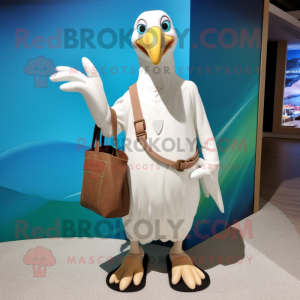 nan Albatross mascot costume character dressed with a V-Neck Tee and Handbags