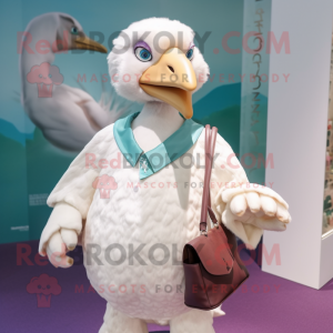 nan Albatross mascot costume character dressed with a V-Neck Tee and Handbags