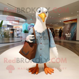 nan Albatross mascot costume character dressed with a V-Neck Tee and Handbags