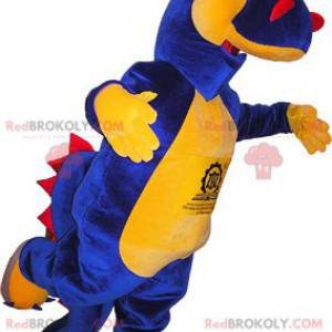 Mascote dinossauro azul amarelo e vermelho - Redbrokoly.com