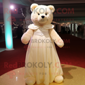 Cream Teddy Bear maskot...