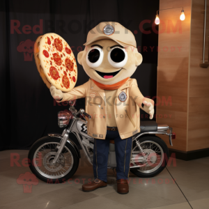 Beige Pizza Slice maskot...