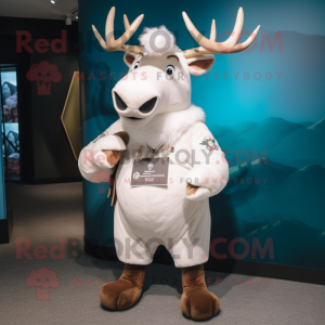 White Elk mascot costume character dressed with a Shorts and Cummerbunds