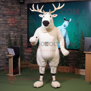 White Elk mascot costume character dressed with a Shorts and Cummerbunds