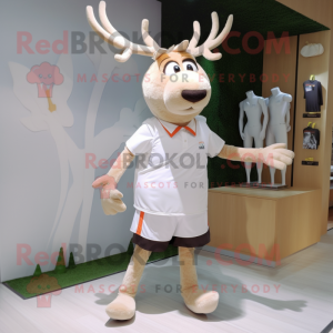 White Elk mascot costume character dressed with a Shorts and Cummerbunds