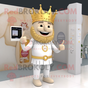 Beige King mascot costume character dressed with a Trousers and Digital watches