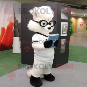 Hvid Skunk maskot kostume...