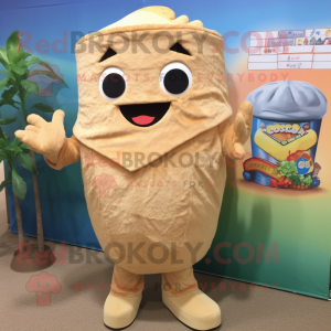 Tan Enchiladas mascot costume character dressed with a Romper and Earrings