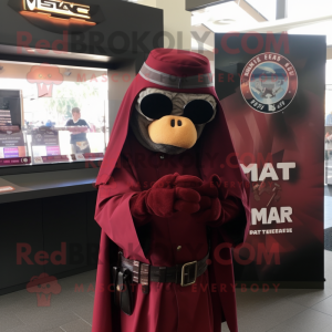 Maroon Marine Recon mascot costume character dressed with a Cover-up and Shawls