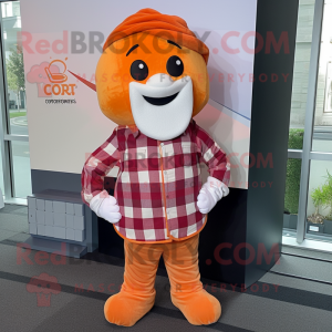 Orange Candy mascot costume character dressed with a Flannel Shirt and Pocket squares