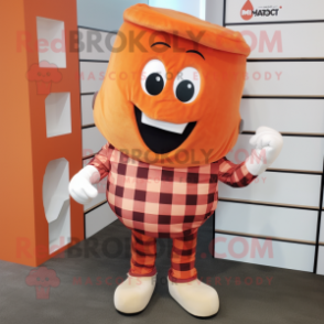 Orange Candy mascot costume character dressed with a Flannel Shirt and Pocket squares