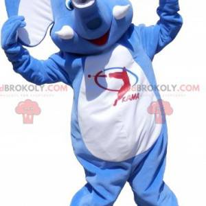 Mascote elefante azul e branco muito divertido - Redbrokoly.com