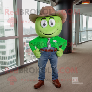 Olive Horseshoe mascot costume character dressed with a Flare Jeans and Tie pins