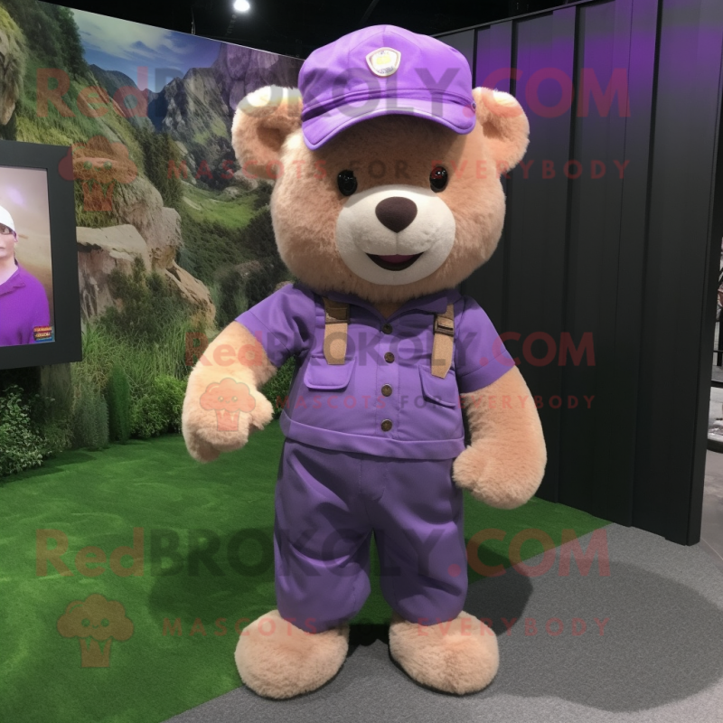 Purple Teddy Bear mascot costume character dressed with a Cargo Pants and  Pocket squares - Mascot Costumes - Redbrokoly.com Sizes L (175-180CM)