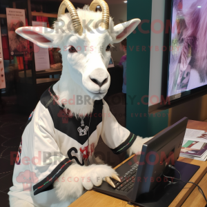 nan Goat mascot costume character dressed with a Graphic Tee and Earrings