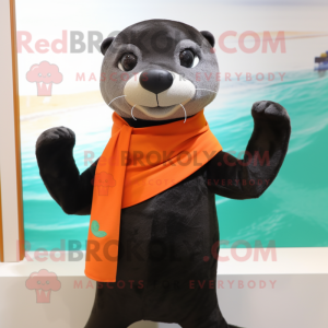 Sort Otter maskot kostume...