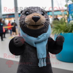 Sort Otter maskot kostume...