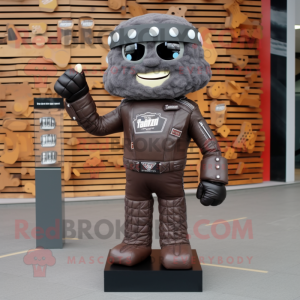 Gray Chocolate Bars mascot costume character dressed with a Biker Jacket and Hairpins