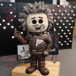 Gray Chocolate Bars mascot costume character dressed with a Biker Jacket and Hairpins