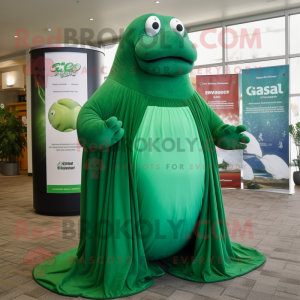 Forest Green Stellar'S Sea Cow mascot costume character dressed with a Maxi Dress and Rings