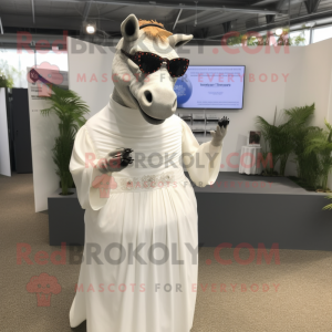 nan Quagga mascot costume character dressed with a Wedding Dress and Sunglasses