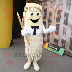 White Asparagus mascot costume character dressed with a Pencil Skirt and Pocket squares