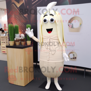 Vit sparris maskot kostym...