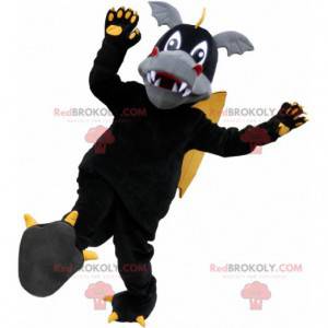 Mascote dragão preto amarelo e cinza muito fofo - Redbrokoly.com