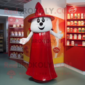 Cream Bottle Of Ketchup mascot costume character dressed with a Cocktail Dress and Brooches