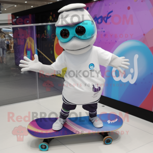 nan Skateboard mascot costume character dressed with a Bodysuit and Digital watches