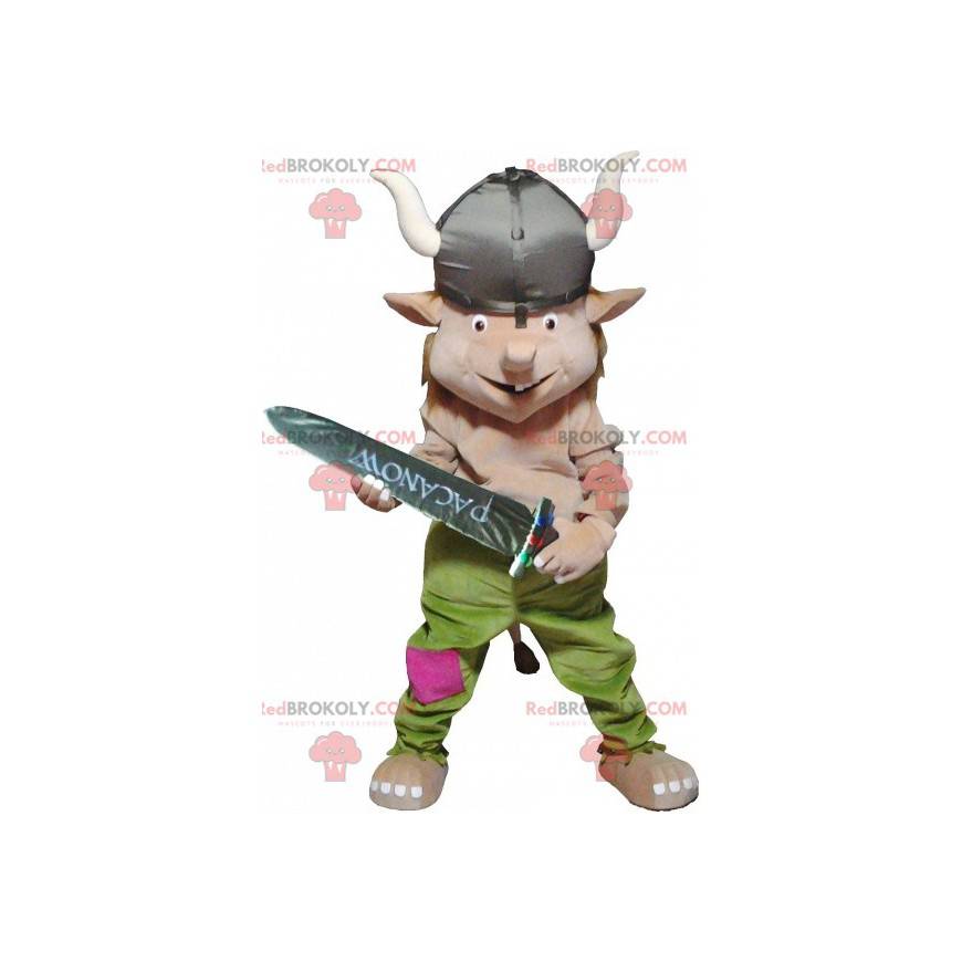 Leprechaun mascot dressed in Viking outfit - Redbrokoly.com