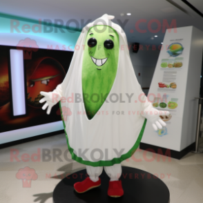 White Watermelon mascot costume character dressed with a Graphic Tee and Shawl pins