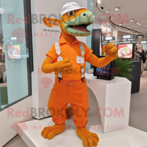 Oranje Iguanodon mascotte...