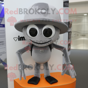 Silver Spider mascot costume character dressed with a Turtleneck and Hats