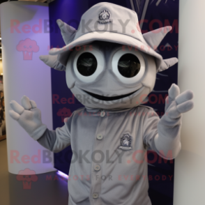 Silver Spider mascot costume character dressed with a Turtleneck and Hats