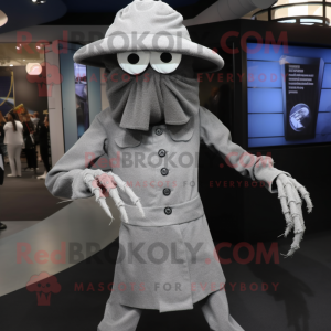 Silver Spider mascot costume character dressed with a Turtleneck and Hats