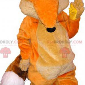 Mascote raposa laranja e branca com olhos azuis - Redbrokoly.com