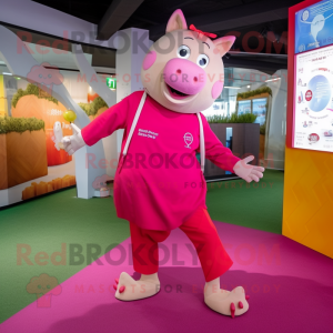 Magenta gris maskot drakt...