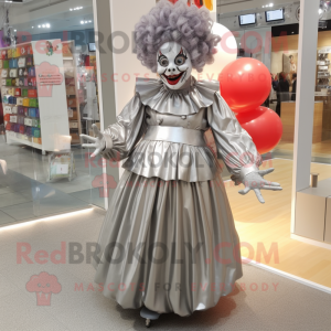 Silver Clown maskot kostym...