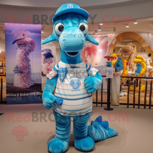 Sky Blue Sea Horse mascotte...